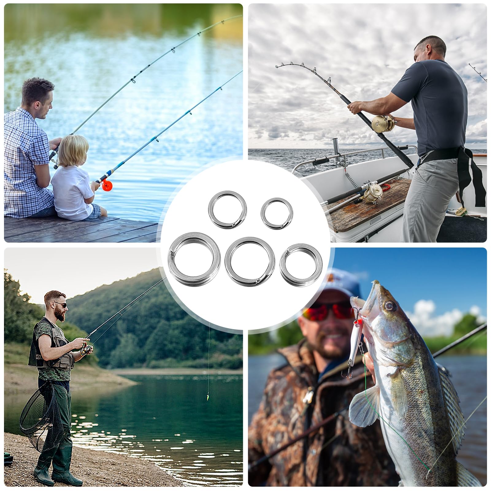 200pcs Acciaio Inox Pesca Split Rings Doppio Laccio Connettori