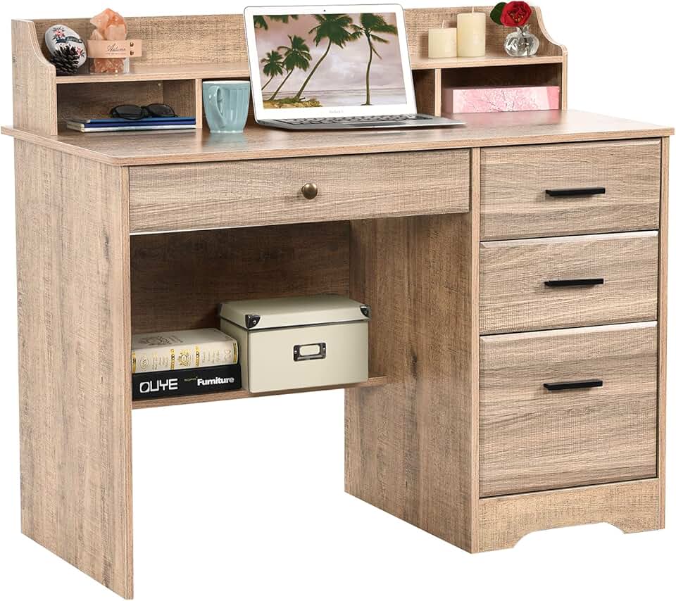 desk with file drawers