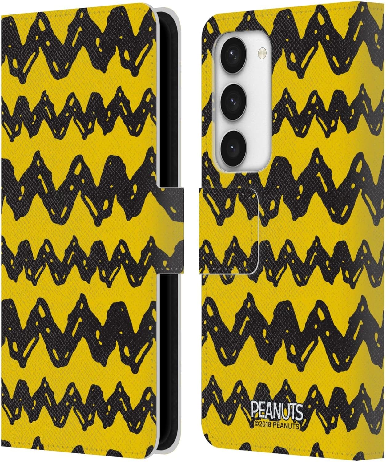 Head Case Designs Officially Licensed Peanuts Patterns Charlie Brown Leather Wallet Case Compatible with Samsung Galaxy S23 5G