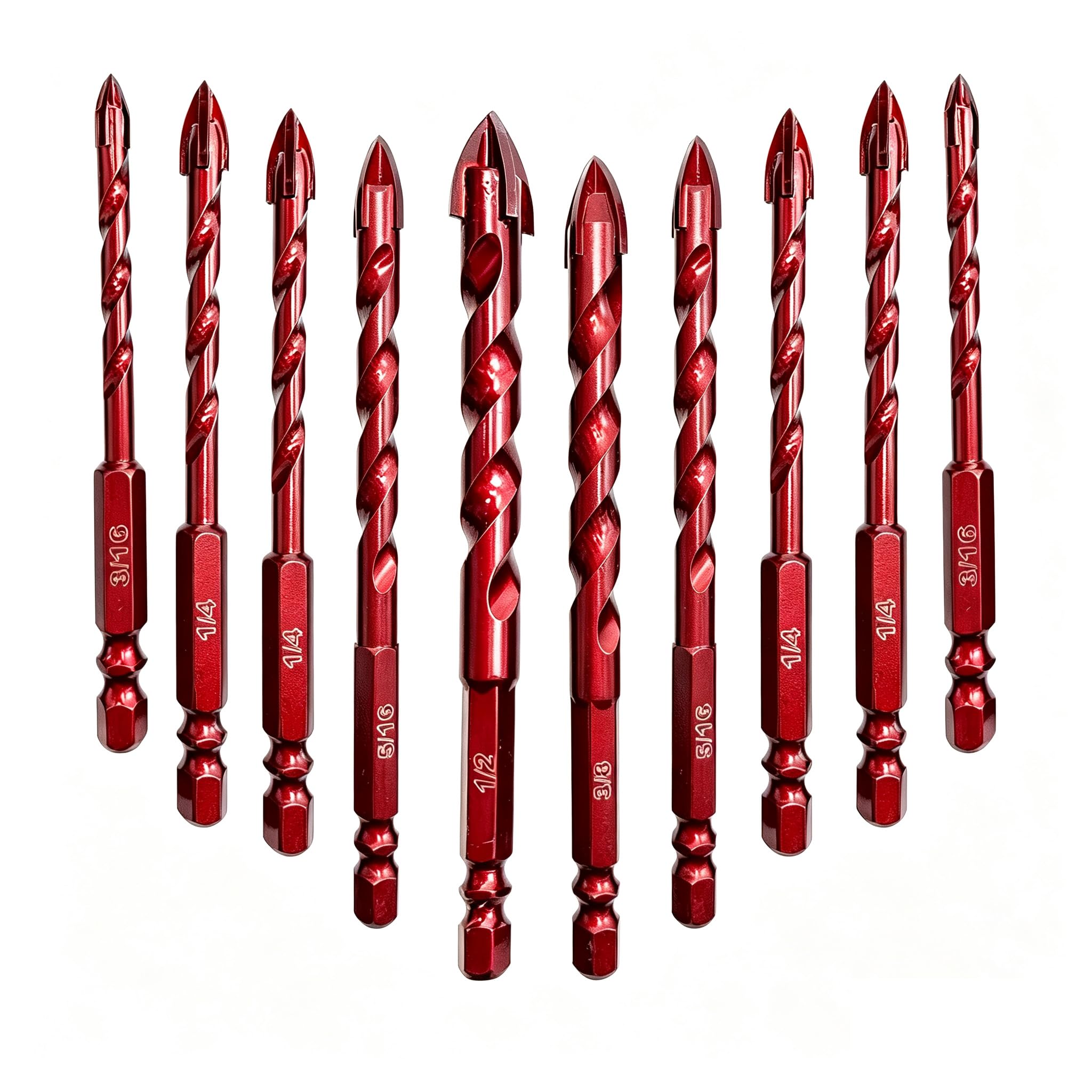 FEWELL Masonry Drill Bits - 10 Pcs Set -7 FEWELL Masonry Drill Bits - 10 Pcs Set -7