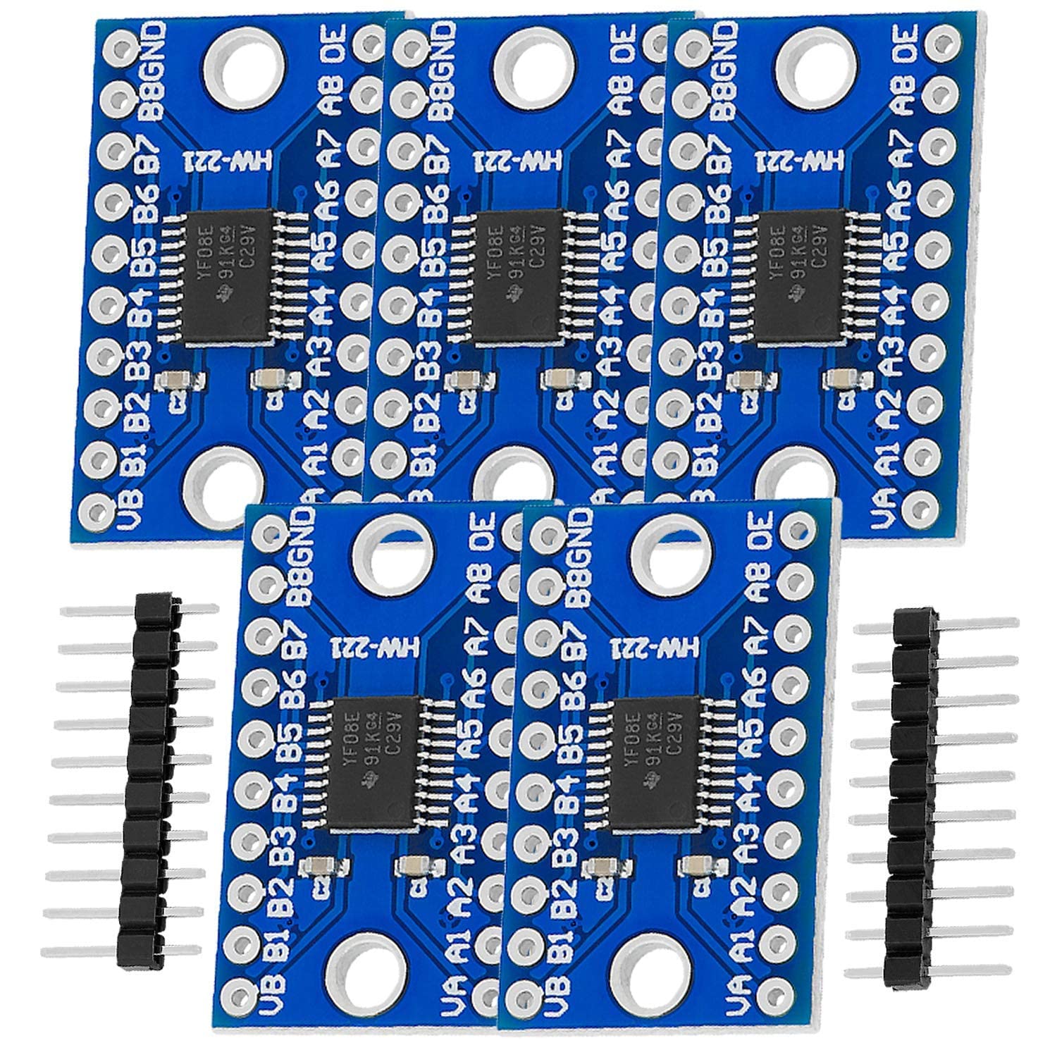 AZDelivery 5 x Compatible with TXS0108E Logic Level Converter 8 Channel Compatible with Arduino and Raspberry Pi including E-Book!