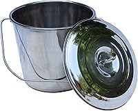 Vista 2 de Cubo de leche de acero inoxidable con tapa Cubo de leche de 14 cuartos de galón