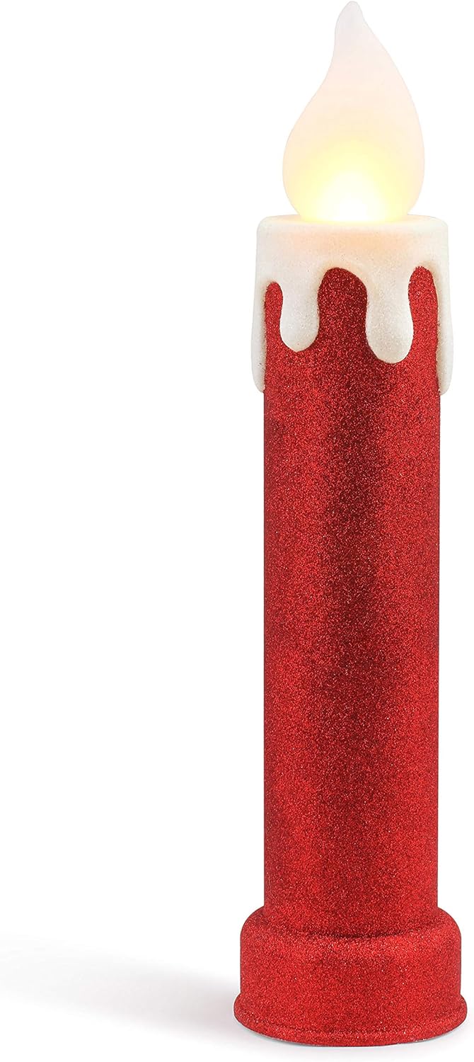 Mr. Christmas Blow Mold Candle 24" - Red Glitter Christmas Décor, inch