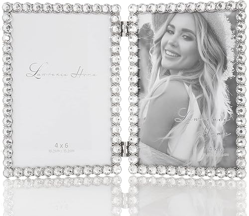 Vista 64 de Marco doble brillante de metal plateado 4x4, brillo transparente Brillo claro