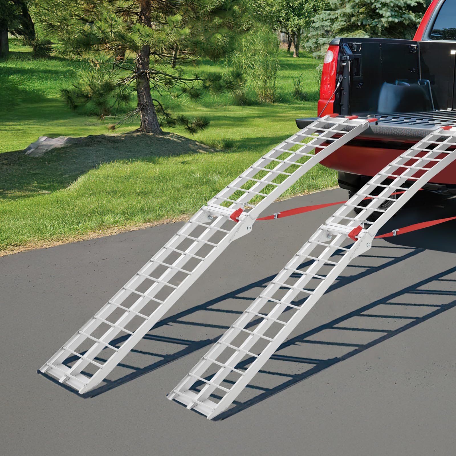 Rampa Carga Aluminio Plegable 1500 LB 2 Piezas 89 × 30 cm Espesor 5 cm para Motocicleta ATV UTV cortacésped
