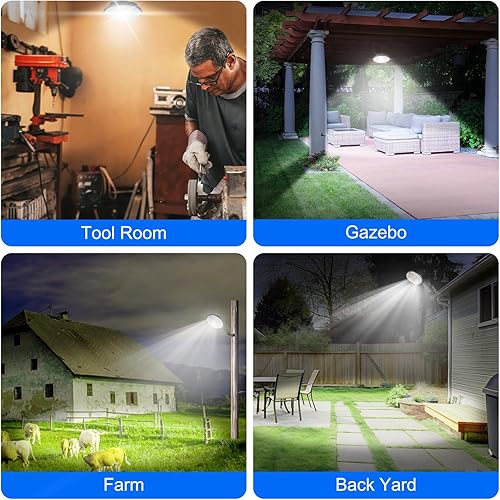 Miniatura 7 de deerdance Solar Shed Light Indoor Outdoor 3500LM 4 Light Modes (Daytime Available), Solar Powered Motion Sensor Barn Light for Outside with Remote,