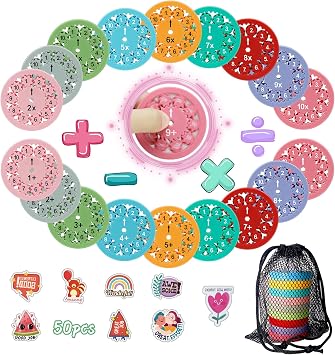 Math Fidget Spinners,18pcs Add.Sub.&MUL.Div. Learning Help Tools