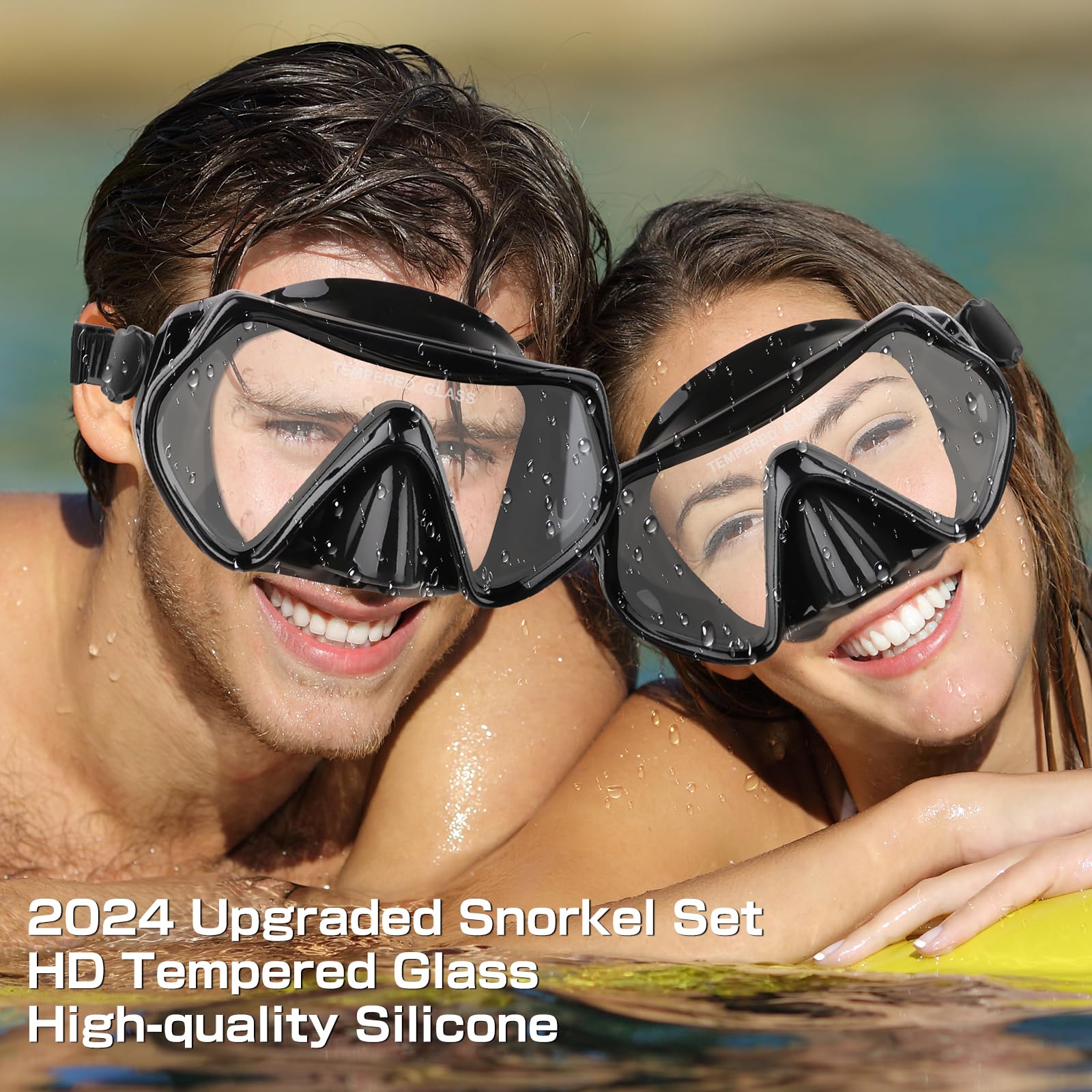 Hydomi Snorkel Set Adults 180° Panoramic Anti-Fog Snorkel Mask