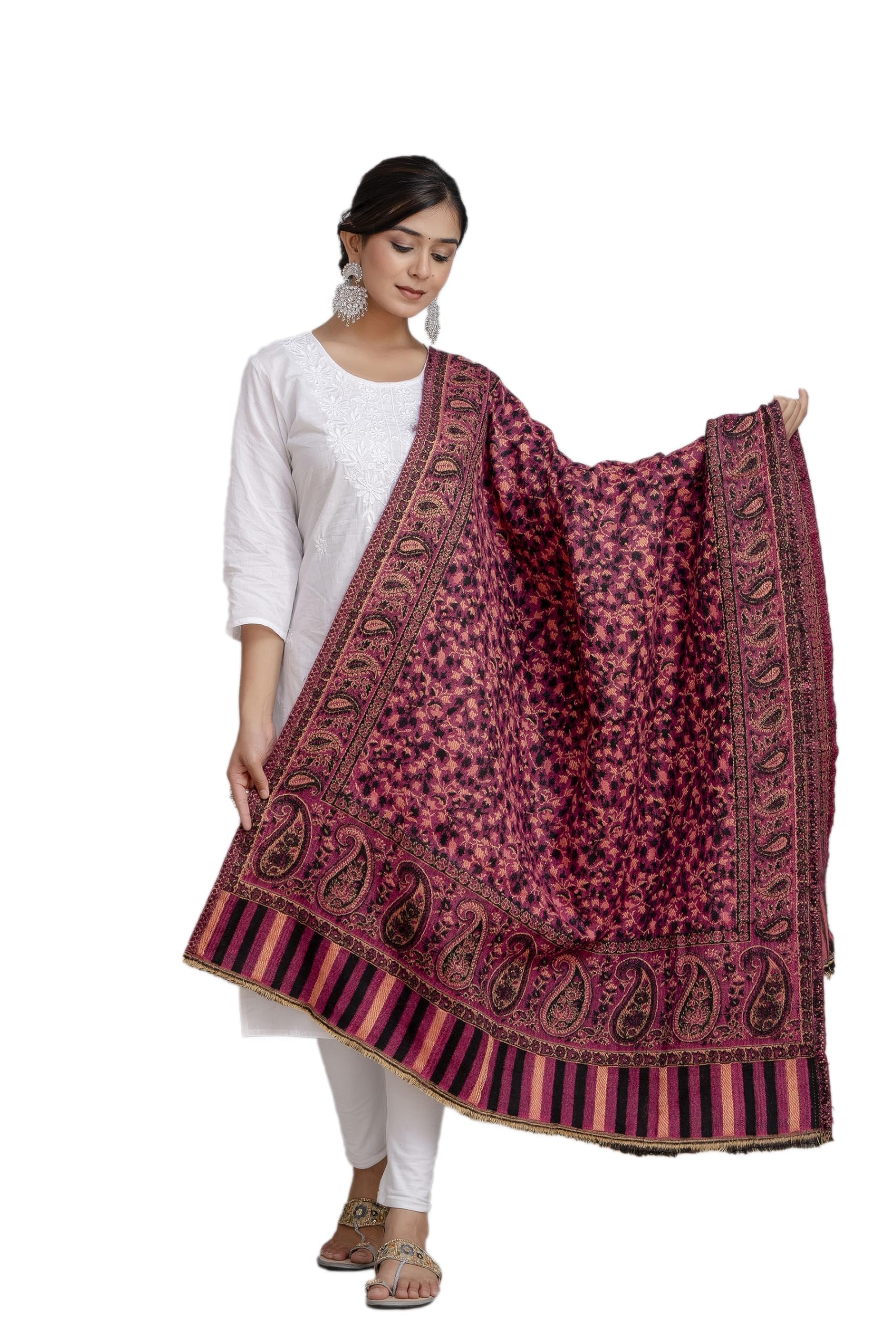 Women's Winter Wear Woolen Shawl Warm Heavy Shawl Floral Print Shawl Kashmiri Shawl(Pack Of 1).