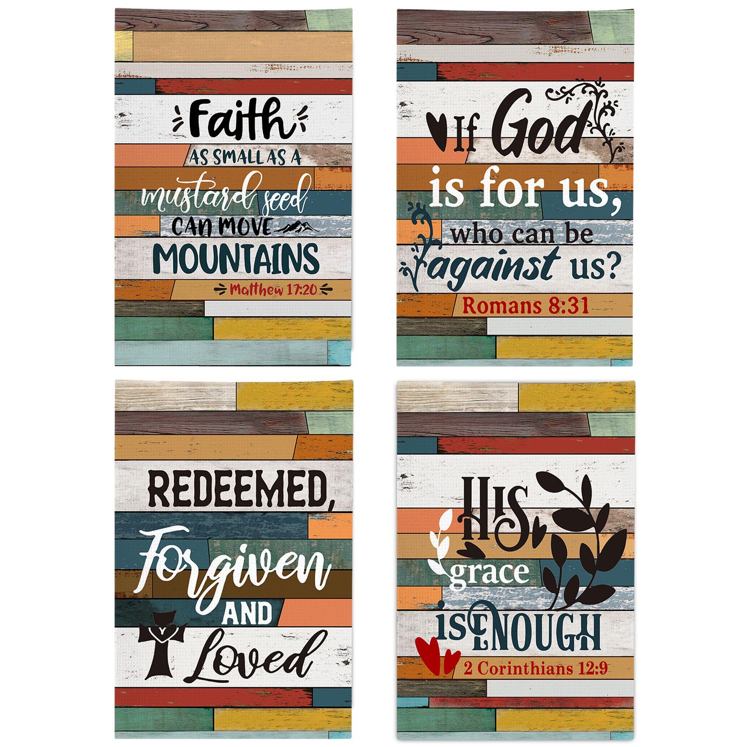 kunlisa Christian Kitchen Towels,Christian Decor,Christian Hand Towels for Kitchen Bathroom,Christian Gifts for Women Faith,Christian Gifts,16x24 Inch Set of 4