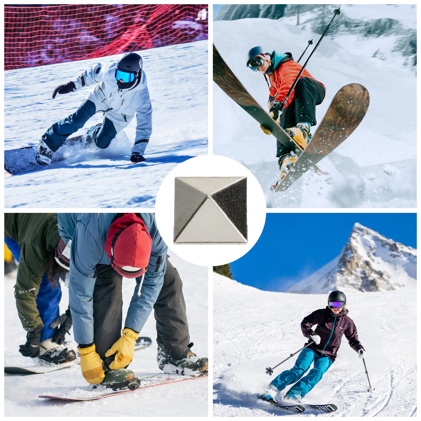 18 Pezzi Stomp Pad Snowboard, Pad da Snowboard, Pyramid Studs Pad Snowboard Antiscivolo, Tappetino Autoadesivo Per Sci, Snowboard, Offre Una Presa Aggiuntiva Durante Lo Snowboard Per Uomo E Donna