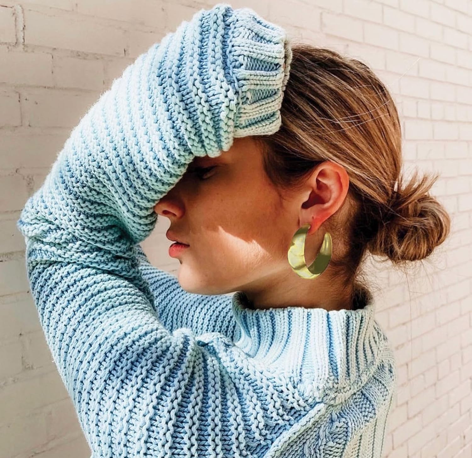 Sheila Fajl Brooke Wide Curved Statement Hoop Earrings in Brushed Gold Plated