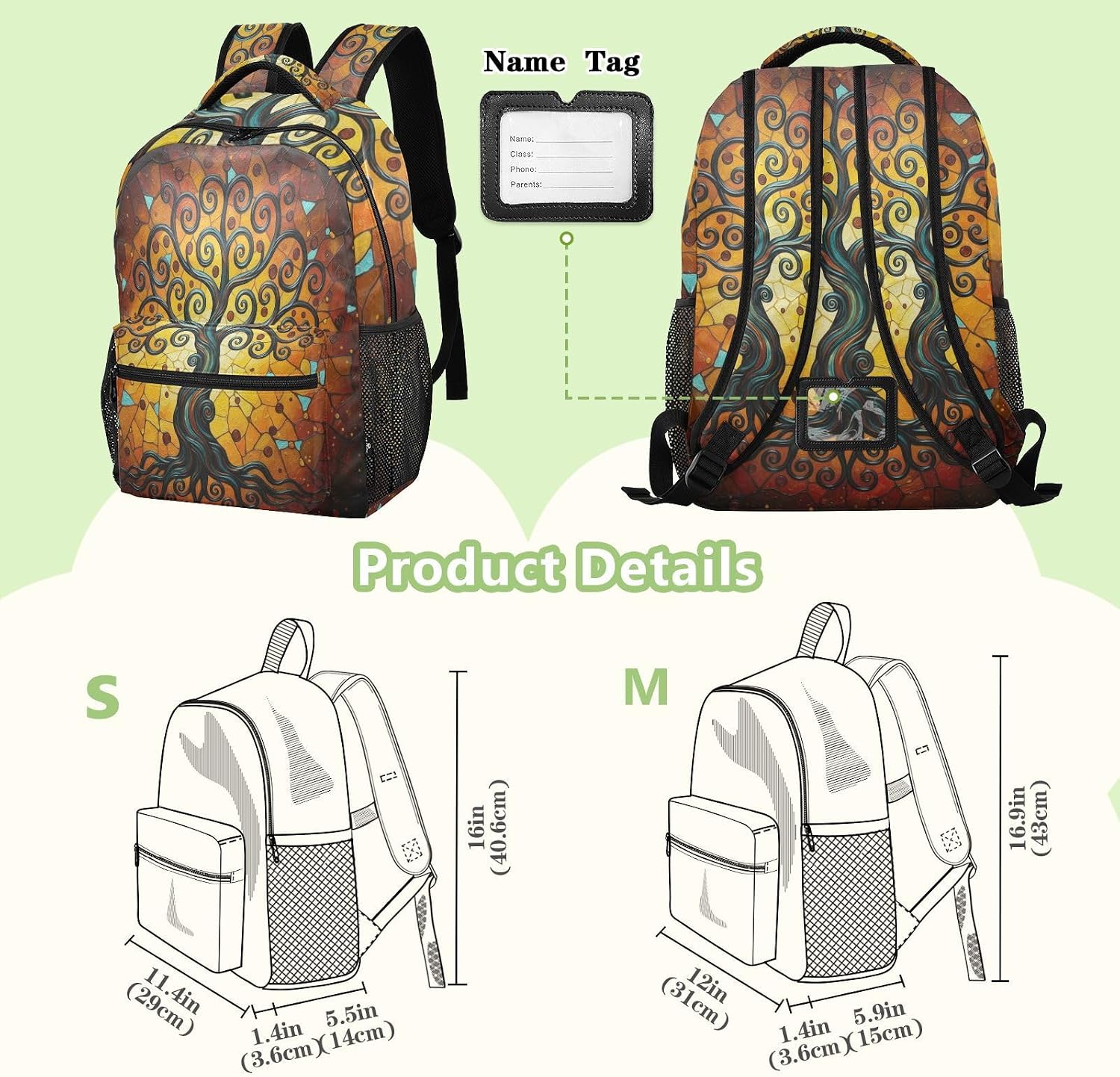 ALAZA Colorful Art Tree Small Backpacks Travel Laptop Daypack School Bags for Teens Men Women image 3