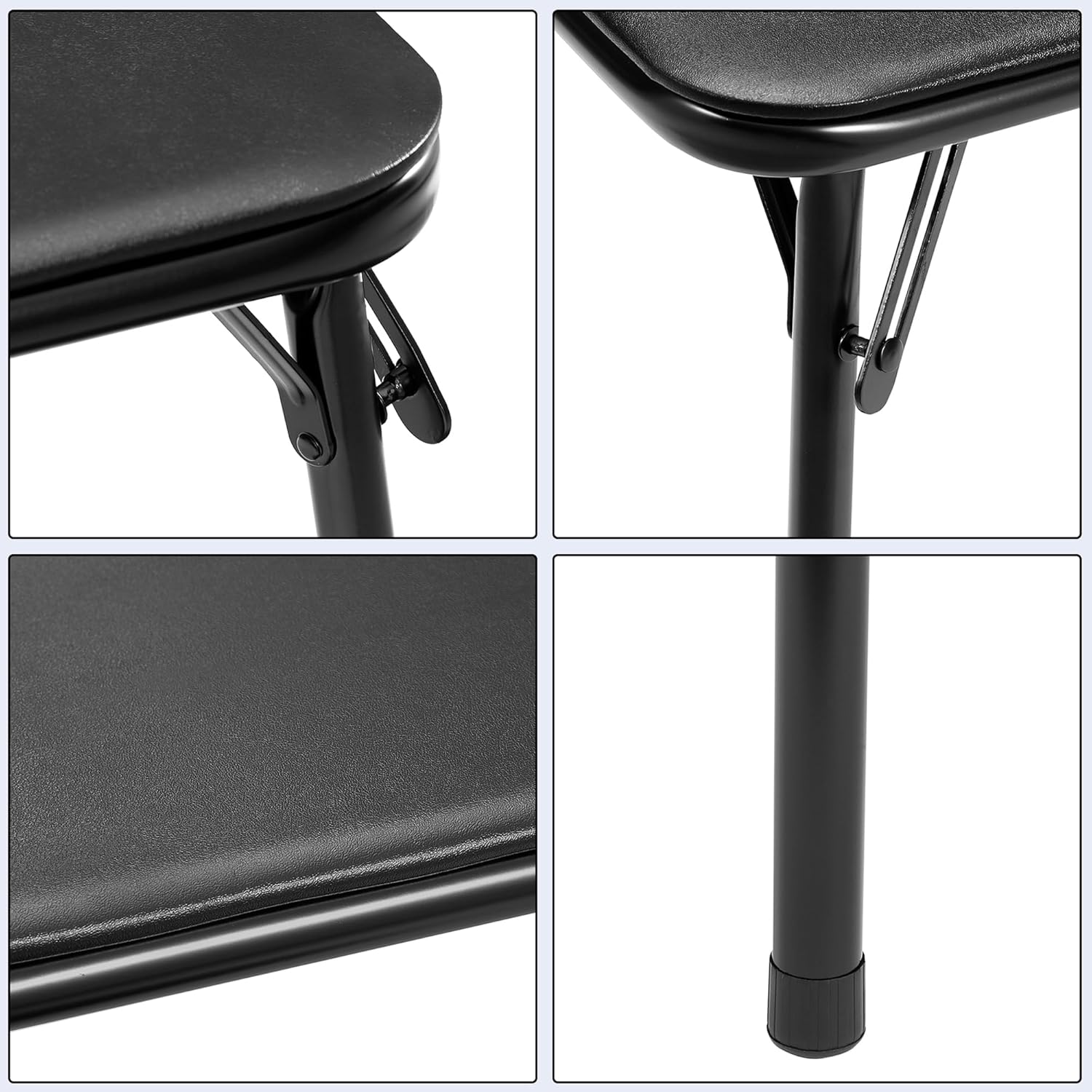 VECELO 34'' Folding Card Table with Black PU Padded Tabletop, Portable Multifunctional for Indoor/Outdoor, Home, Parties, Picnics, Games