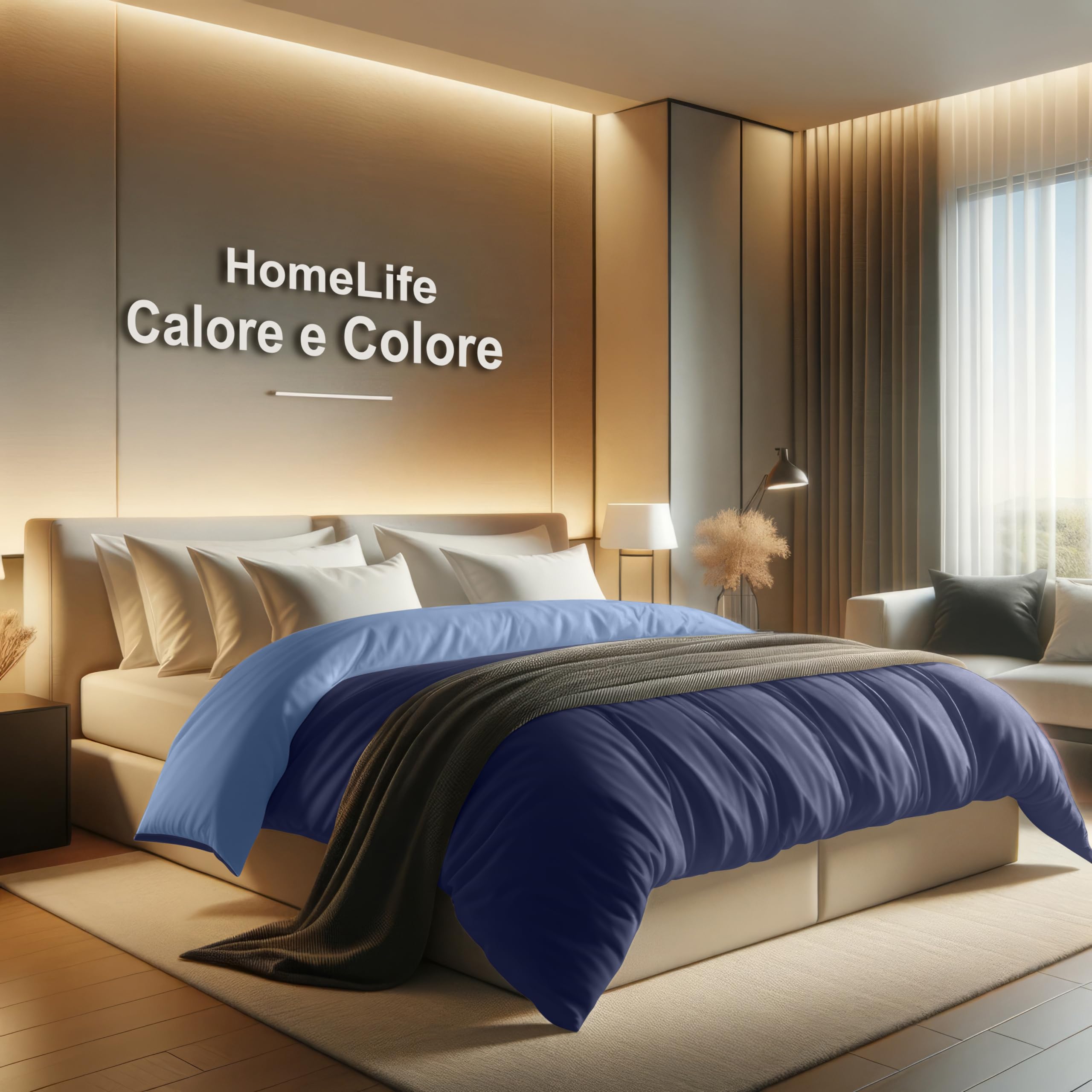 HomeLife Trapunta Invernale Una Piazza Made in Italy | Piumone una piazza e mezza invernale ideale come Trapunta Autunnale una Piazza e Mezza | Calde Trapunte Invernali Piazza e Mezza, 220X260, Blu