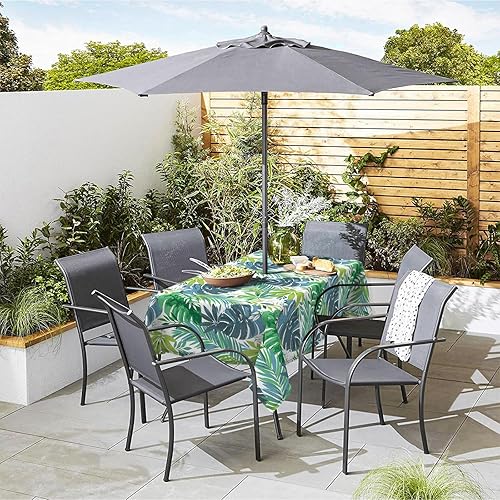 Miniatura 5 de Mantel rectangular para exteriores, 60 x 84 pulgadas, repelente al agua, para mesa de picnic con agujero para sombrilla y cremallera para patio,