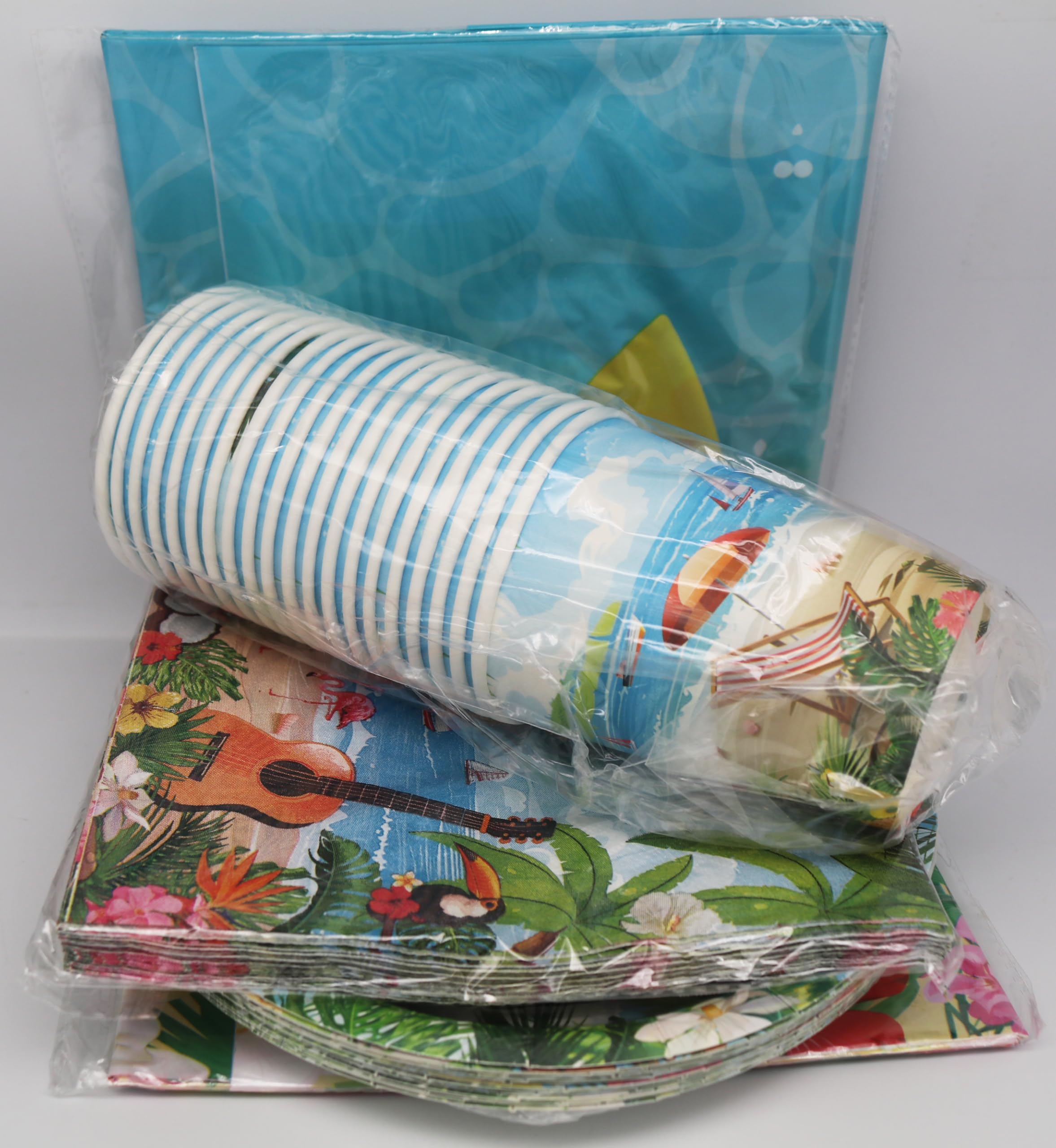 Vaisselle de fête hawaiana, set completo per 20 persone con piatti, bicchieri, tovaglioli e tovaglia verde di alta qualità per compleanni e feste estive