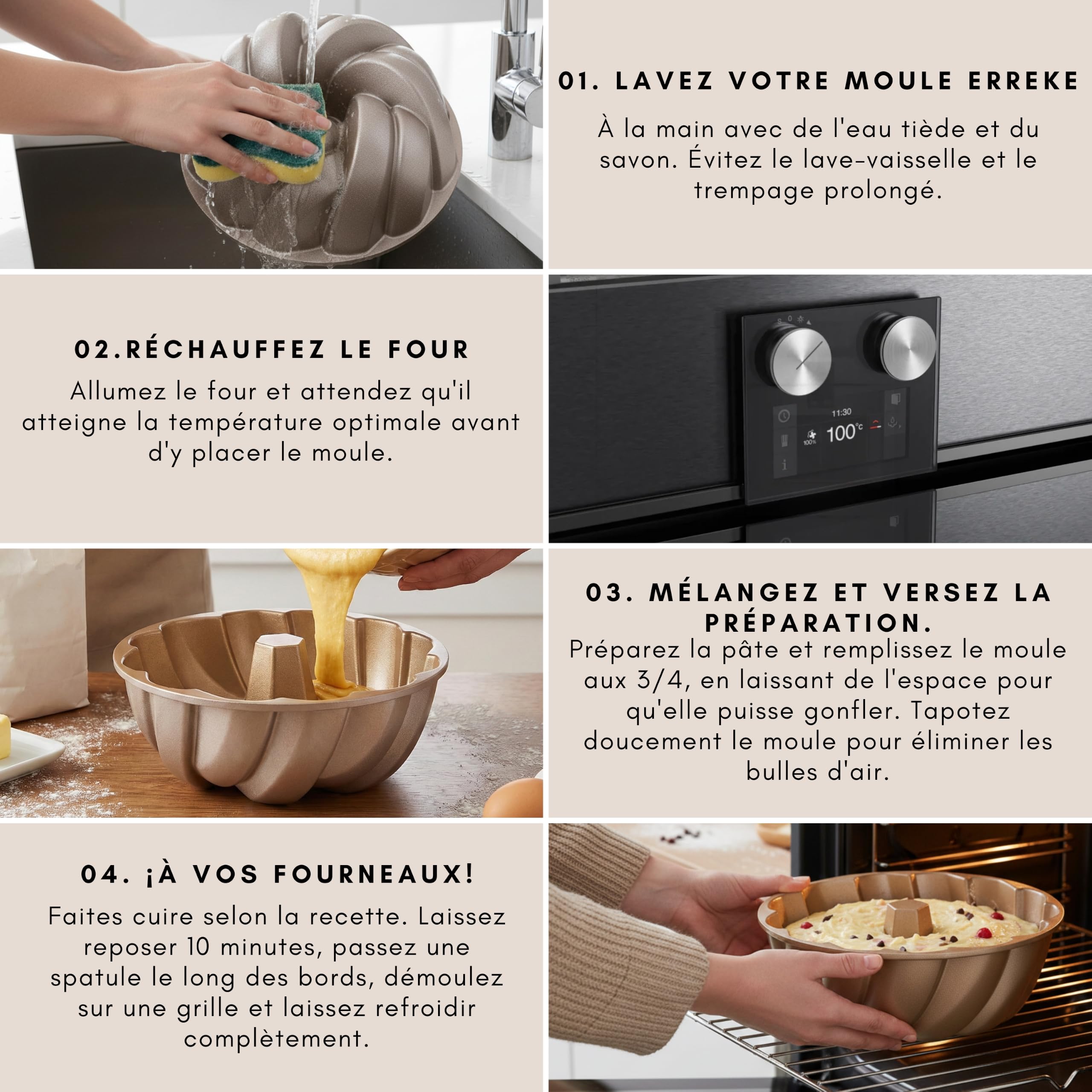 Erreke Moule à Gâteau avec Double Revêtement Antiadhésif, Plait | Moule Kouglof. Moule Gateau. Moule à Tarte. Aluminium Moulé Résistant. Savarin Cuisson Uniforme. Pour Pâtisserie Maison
