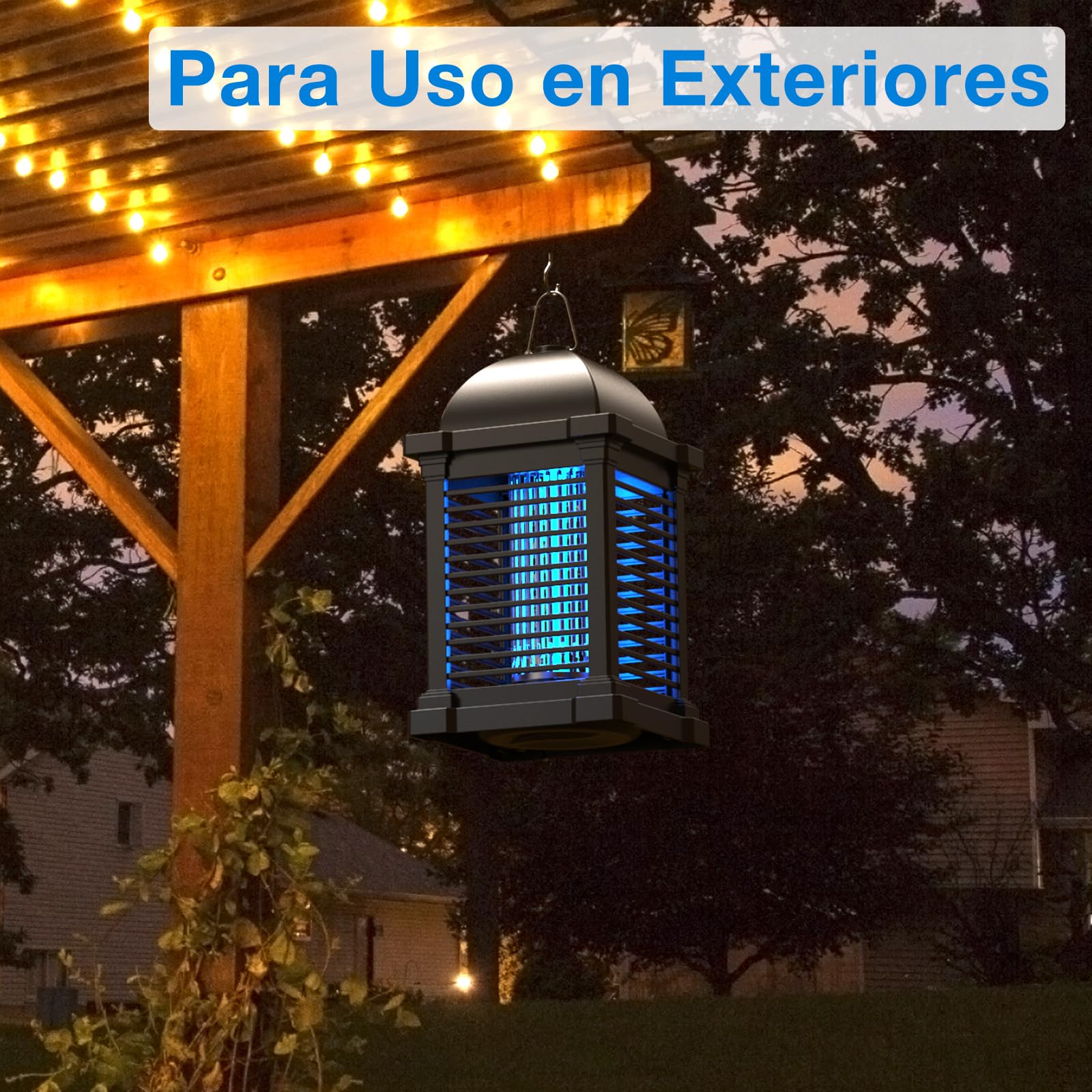 PALONE Lampara Antimosquitos 20W 4300V Antimosquitos Electrico para Repeler Polillas y Moscas, IPX4 Mata Mosquitos Electrico Efectivo de 100 m², Atrapa Moscas para Interior y Exterior