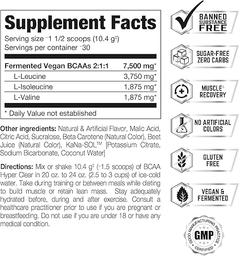Miniatura 4 de PERFECT SPORTS, BCAA Hyper Clear, 7.5G Vegan BCAA 310G Sandía intensa