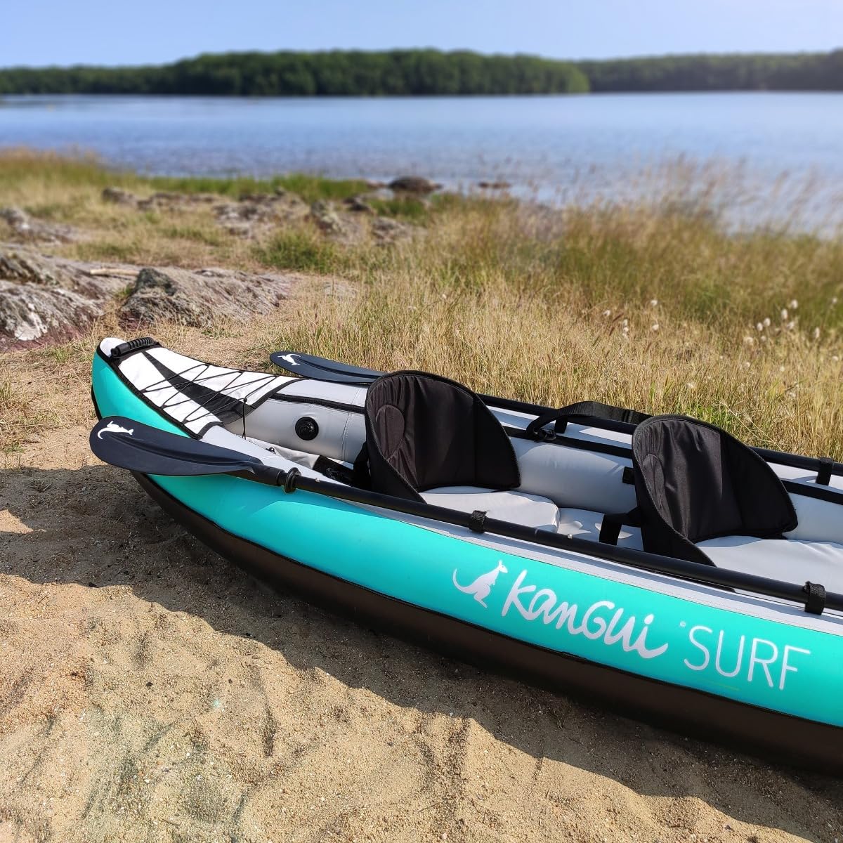 Kangui Canoë Kayak Gonflable LAORI 1 à 2 Places + pagaie + Sac Transport + Pompe Double Action + sièges + cale-Pied