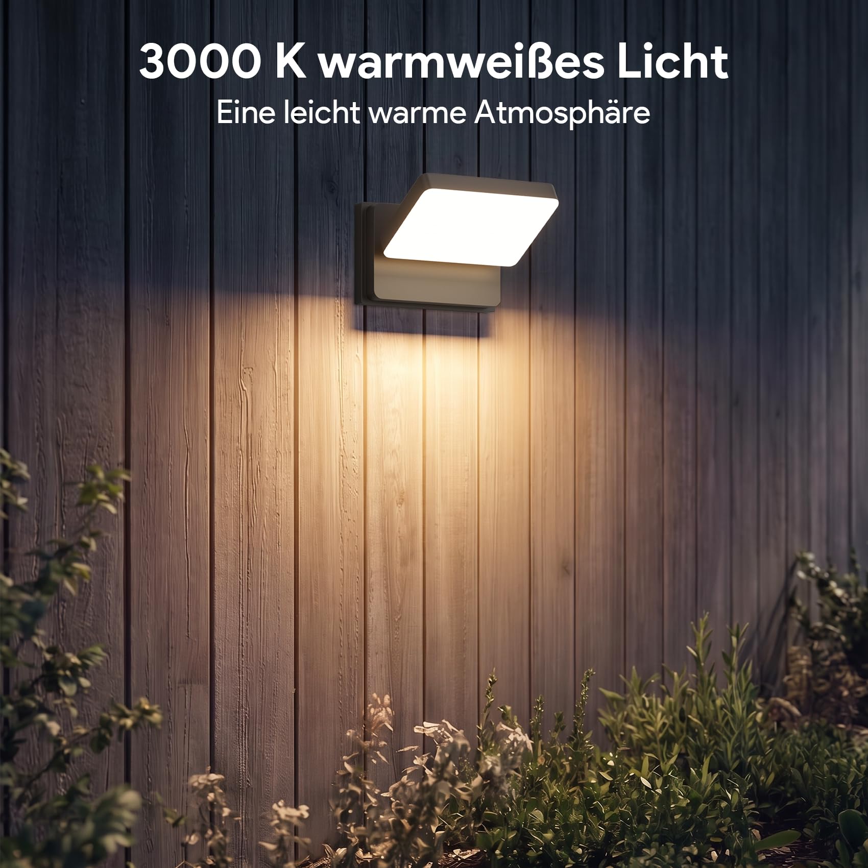 Klighten LED Außenwandleuchte 30W Schwenkbar,IP65 4500 Lumen 3000K Warmweiß Wandlampe für Balkon Garten Garage Eingang Zaun, Innen & Außen Außenlampe, Anthrazit [Energieklasse D]