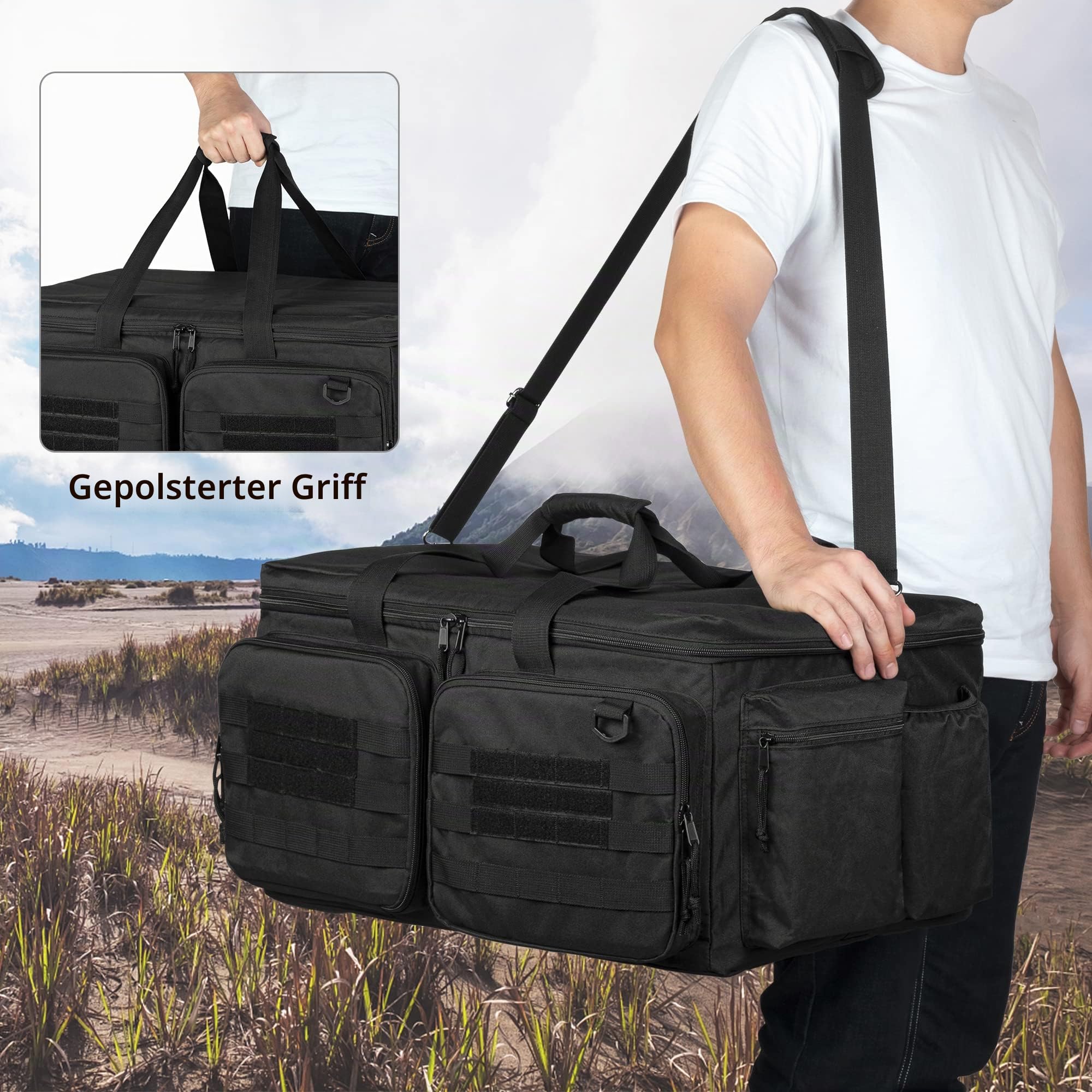 GOBUROS RC-Aufbewahrungstasche für 1/8 & 1/10-Autos, RC-Tragetasche | mit unterer Solider Schindel zur Unterstützung und Mehreren Taschen für RC-Werkzeuge