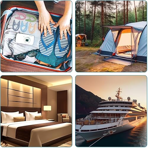 Miniatura 4 de 30 perchas de viaje plegables portátiles, organizadores de viaje de plástico, accesorios de viaje esenciales, tendedero, perchas plegables para