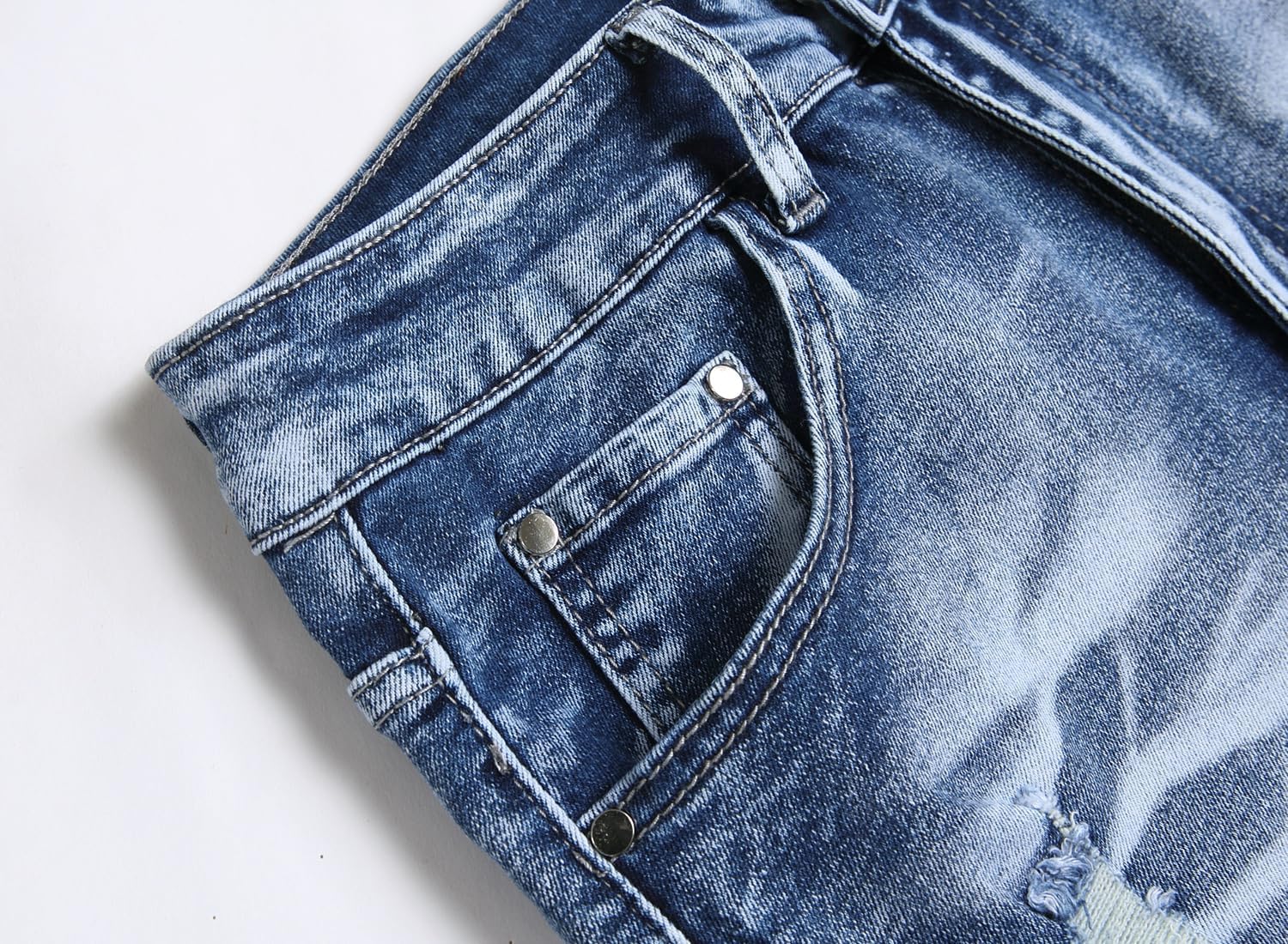 JUNBAOSS Men's Slim Fit Stretch Denim Shorts Ripped Skinny Jean Shorts for Men,Fashion Straight Comfort Flex Waist Short