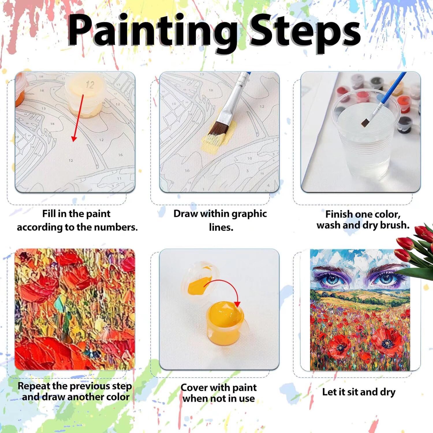 Pintar por Numeros Adultos pintar por numeros niños manualidades niños 10 años, DIY Pintar por Números de Pincel y Pintura acrílica Decoraciones para el Hogar Manualidades, sin Marco 60x80cm C-2
