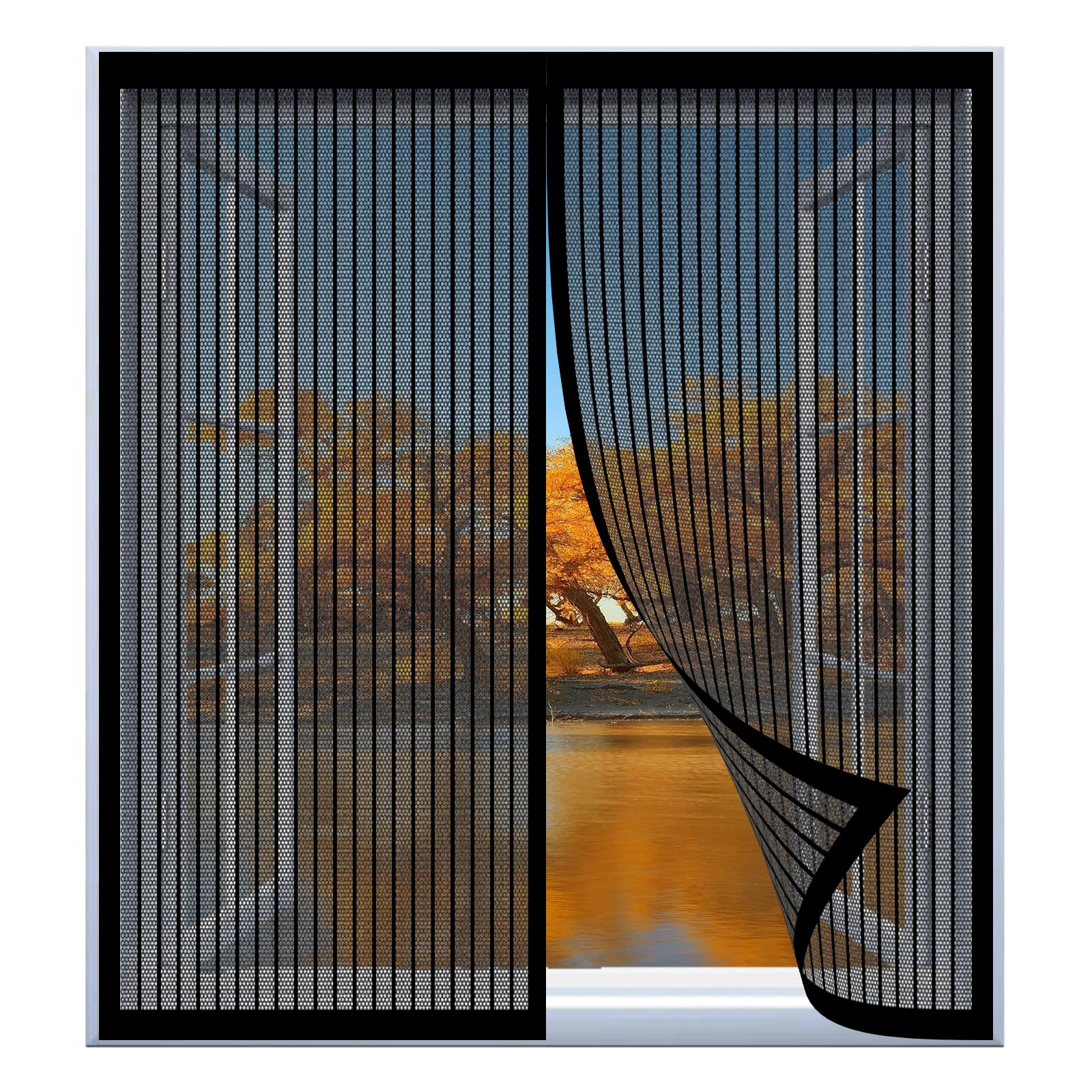 Yuanwan Black Mosquito Net Window Frame 79 X 127 Cm Easy Installation No Drilling Or Screwing Magnetic Curtain For Fly Proof Window Door For Windows Nets To Keep Bugs Out,