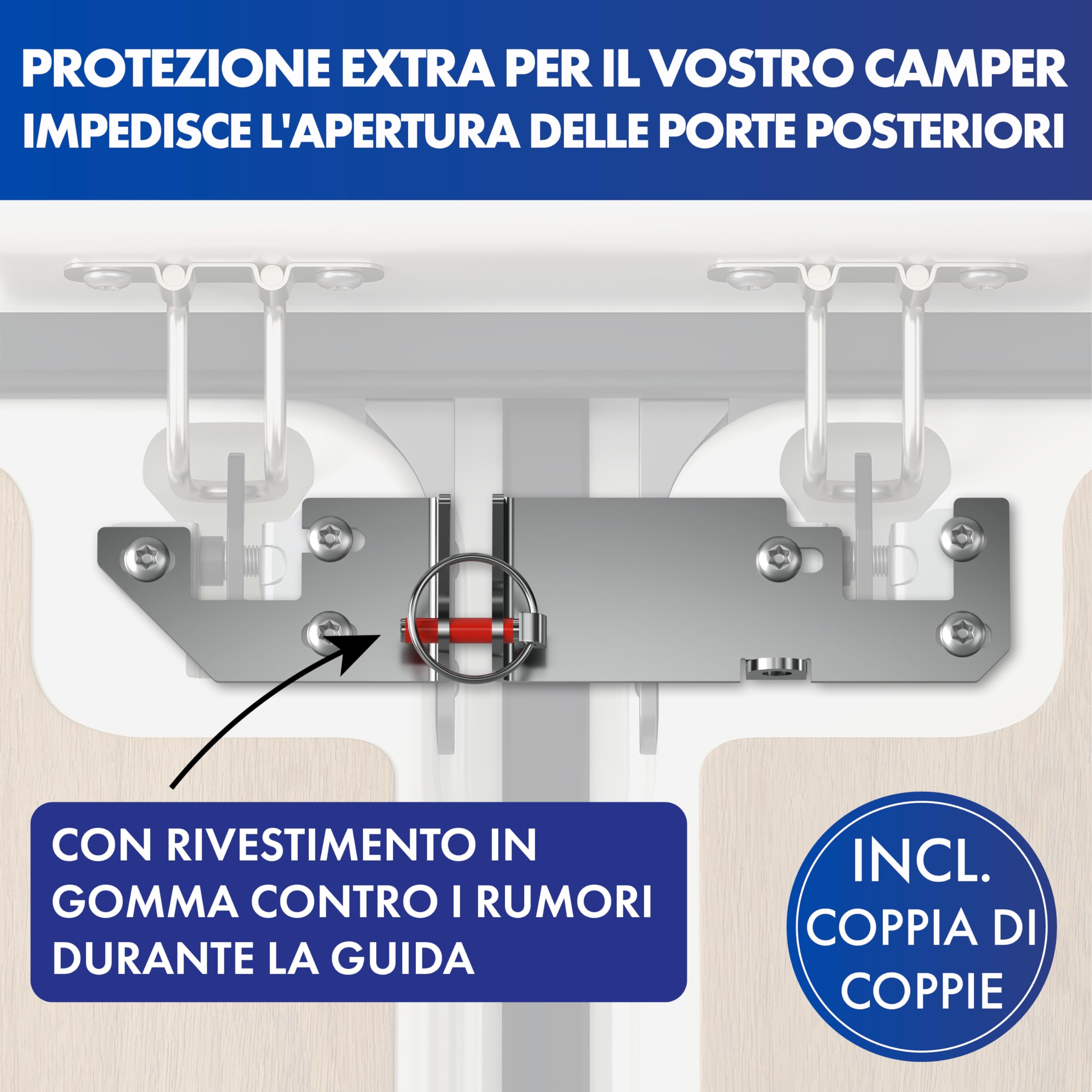 LAINFELD Serratura per porta posteriore | Protezione antifurto per porta posteriore H1/H2 Roof per es. FIAT Ducato, Citroen Jumper | Accessori per camper | Serratura per porta