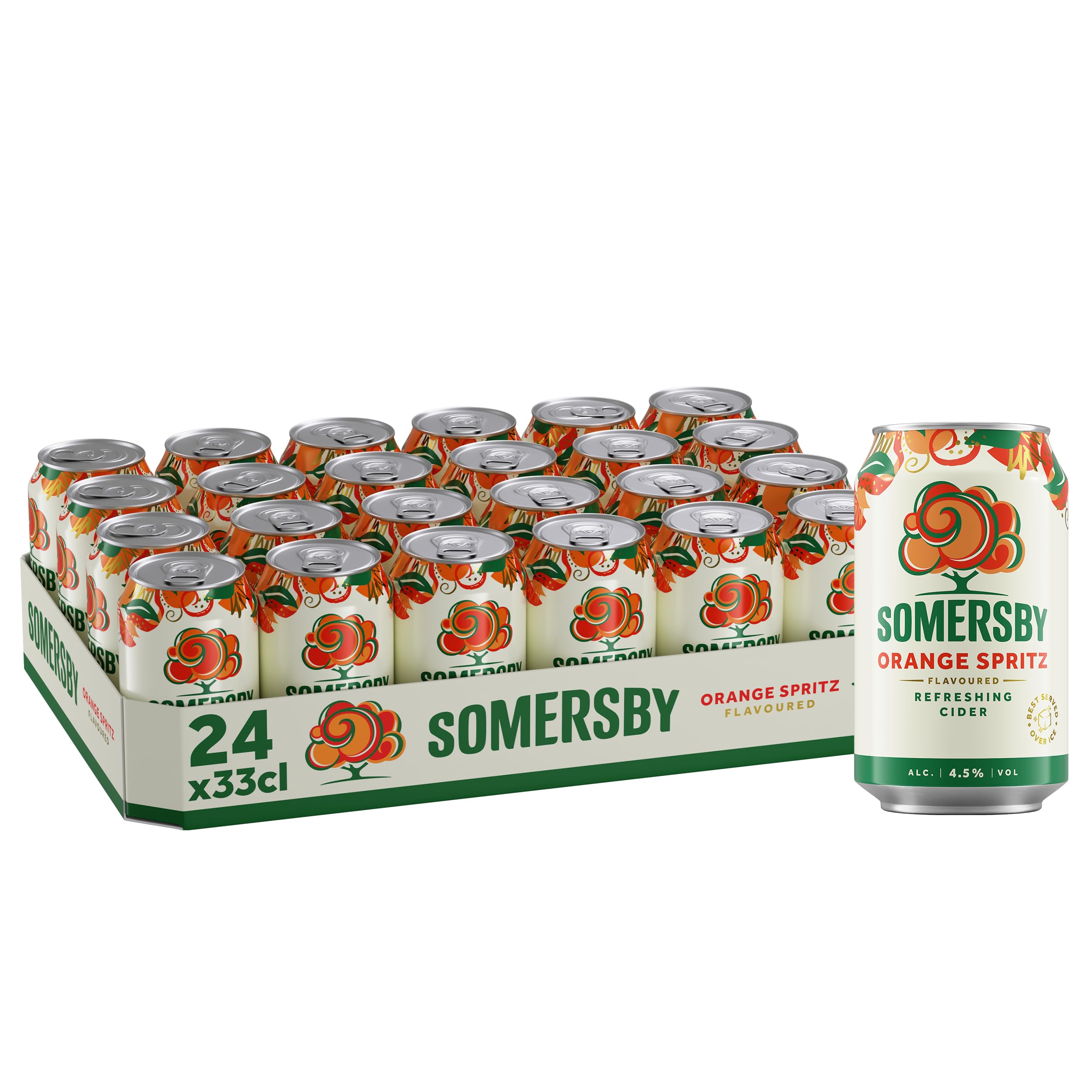 Somersby Orange Spritz Cider 0,33 l Dose, 24 Dosen fruchtiger Cider mit bittersüßem Orangen-Geschmack mit 4,5 Prozent Volumen ohne künstliche Farb- und Aromastoffe (24 x 0,33 l)