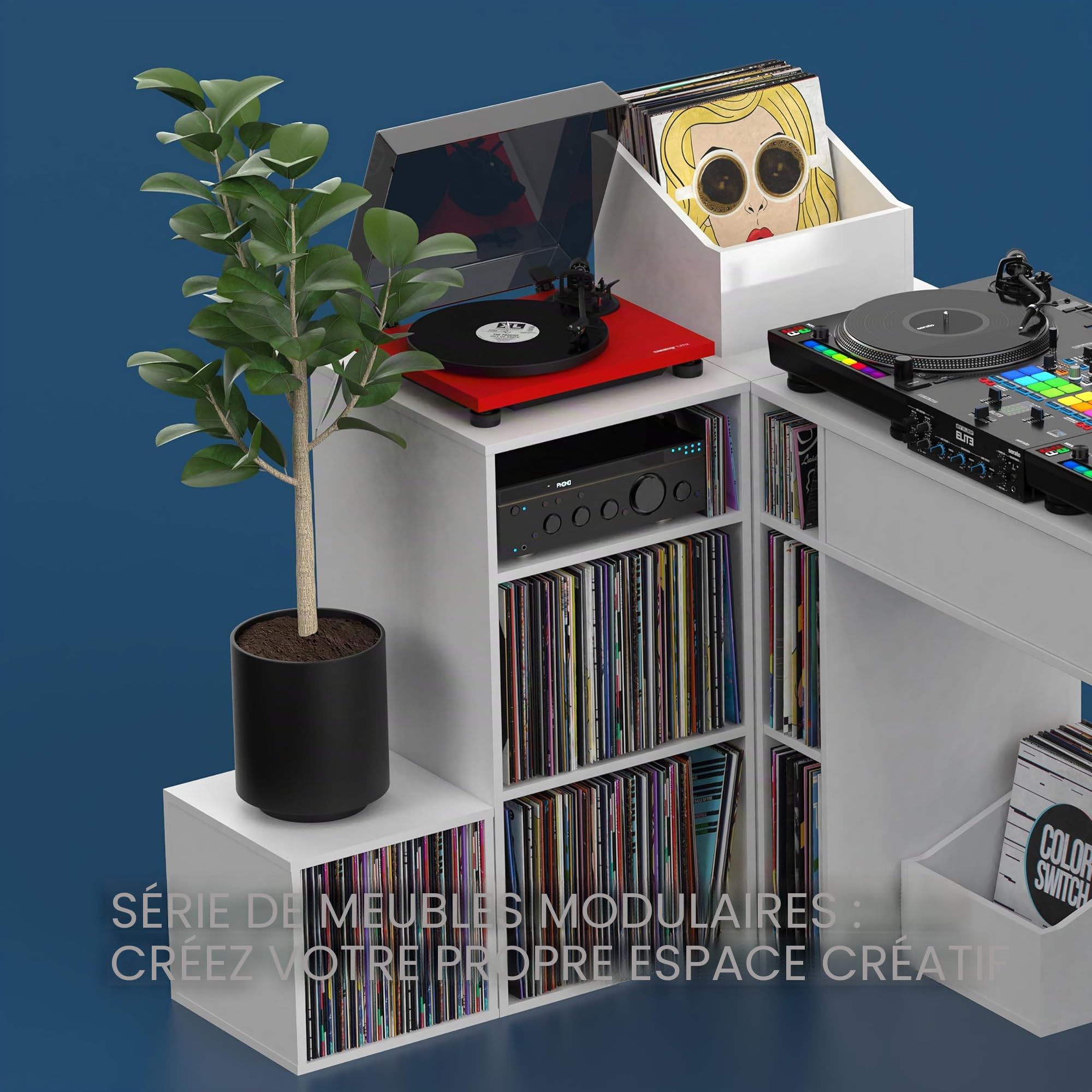 Glorious Modular Mix Rack White - Rangement pour vinyle