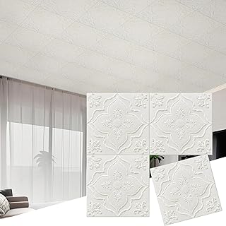 Ceiling Tiles Foam 13.8x13.8 inch, 16 Pcs Covering 21 sq.ft Self-Adhesiv...