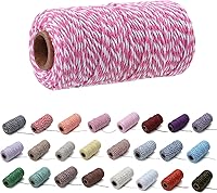 Vista 24 de 1 rollo de cuerda de algodón colorida de 0.079 in de 109 yardas, cuerda para panaderos, manualidades, envoltura de regalos, Navidad, boda, blanco
