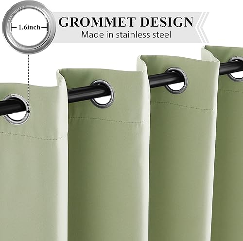 Miniatura 189 de RYB HOME Juego de 2 paneles de cortinas opacas grises de 63 pulgadas de largo, cortinas sólidas resistentes para oscurecer la habitación