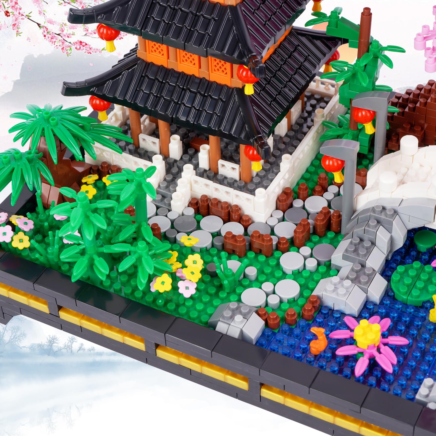 LULUFUN Building Blocks Set, Architecture Building Toy, Sakura Garden Brick Model, Mini Building Blocks Kits - Image 3