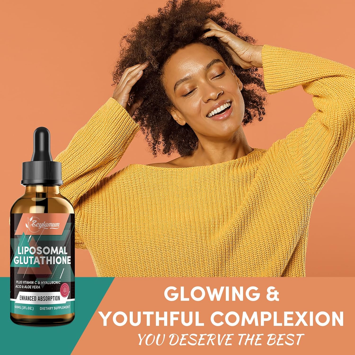 2000MG Liposomal Glutathione Liquid Drops, Ultra High Absorption, Natural Detoxification, Immune System & Skin Support*, L-Glutathione, Vitamin C & Hyaluronic Acid, Capsules Alternative, 2.02 OZ - Image 4