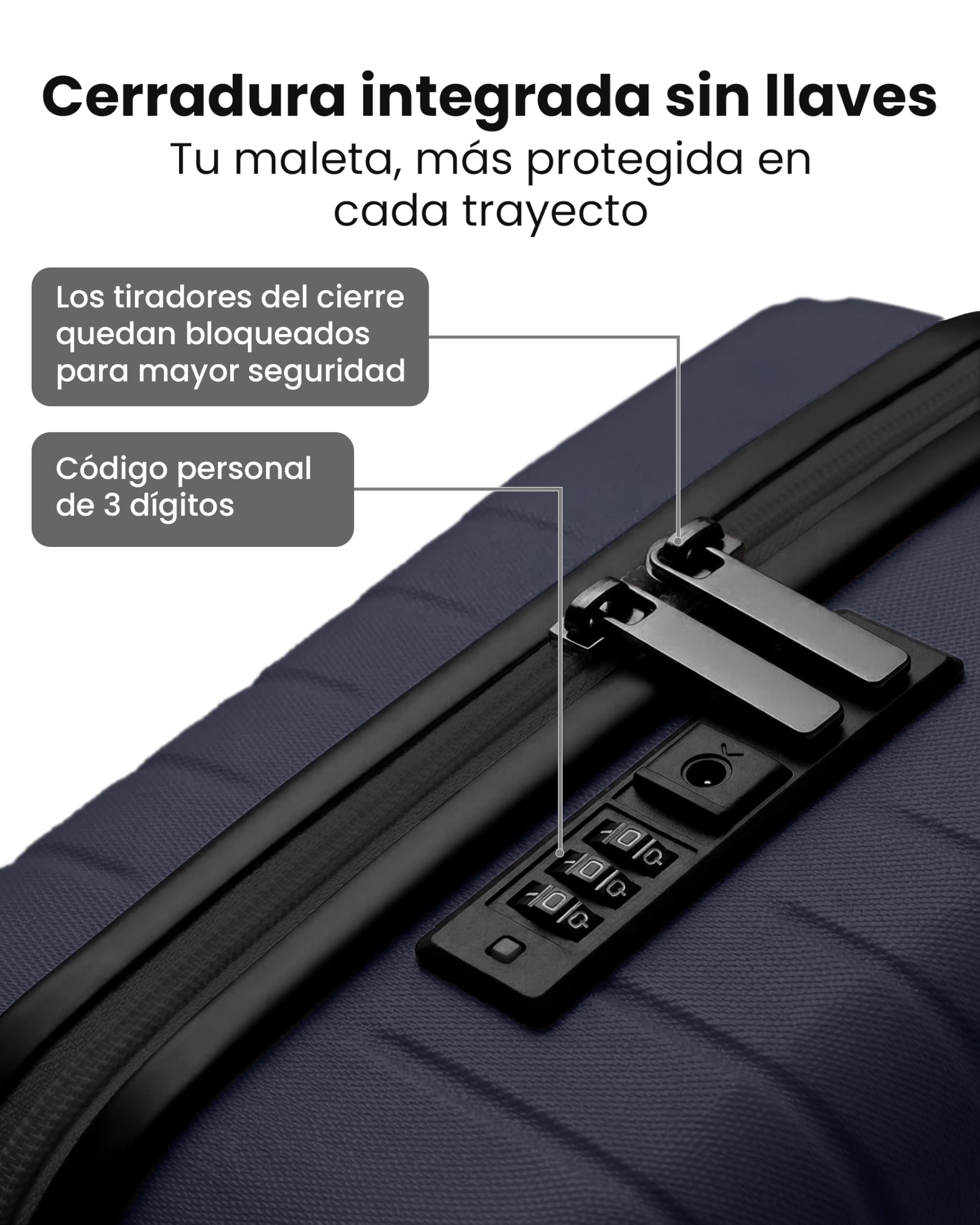 unycos - Maleta de Cabina Rígida de ABS【20L】 40×25×20 cm | Equipaje de Mano Compacto, 4 Ruedas 360° Extraíbles, Cerradura Integrada, Asa Telescópica y Compartimentos Organizadores (Azul Oscuro, Lite)
