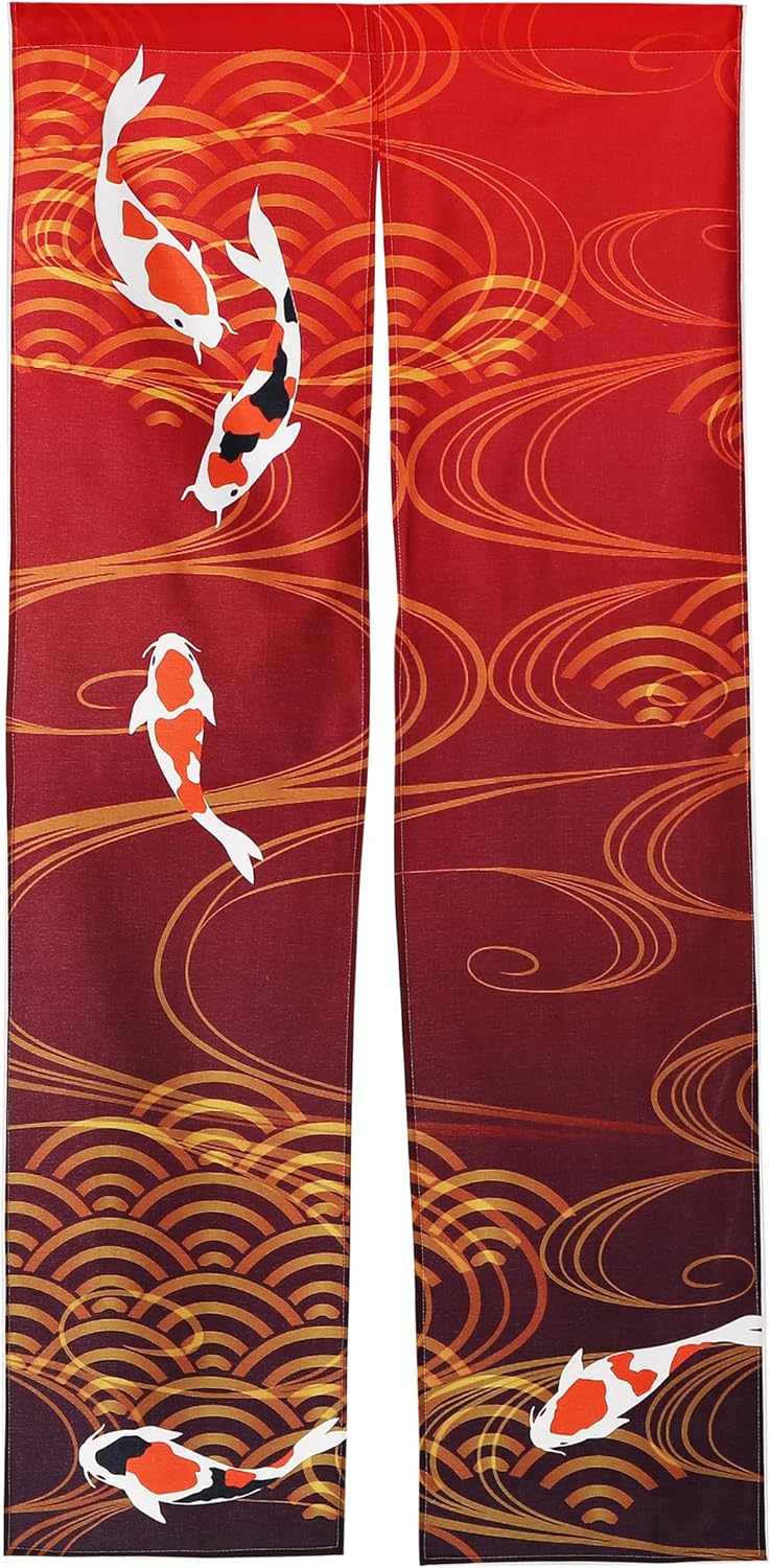 next.design Noren Japanese Style Doorway Curtain with a Picture of Nishiki Carp Nishikigoi Printed on it (pattern1)