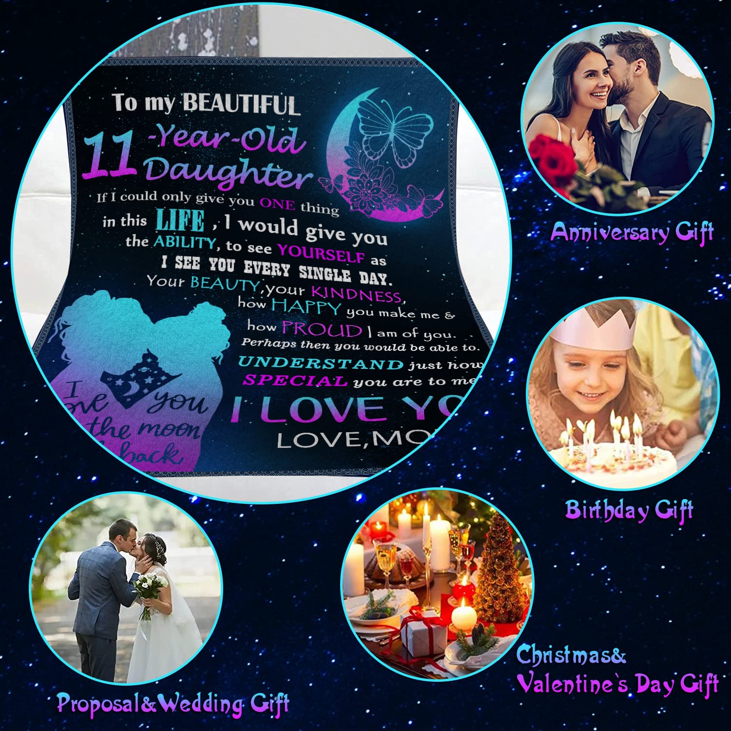 Aotximlat Coperta regalo di compleanno per ragazza di 11 anni, 152,4 x 127 cm, regalo per 11° compleanno per ragazza, regali per ragazza di 11 anni, regali di compleanno di 11 anni