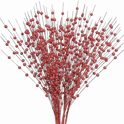 Vista 20 de CATTREE Plantas artificiales de ramas de hojas doradas para decoración de Navidad, 30 pulgadas de alto, paquete de 2 arbustos falsos de imitación