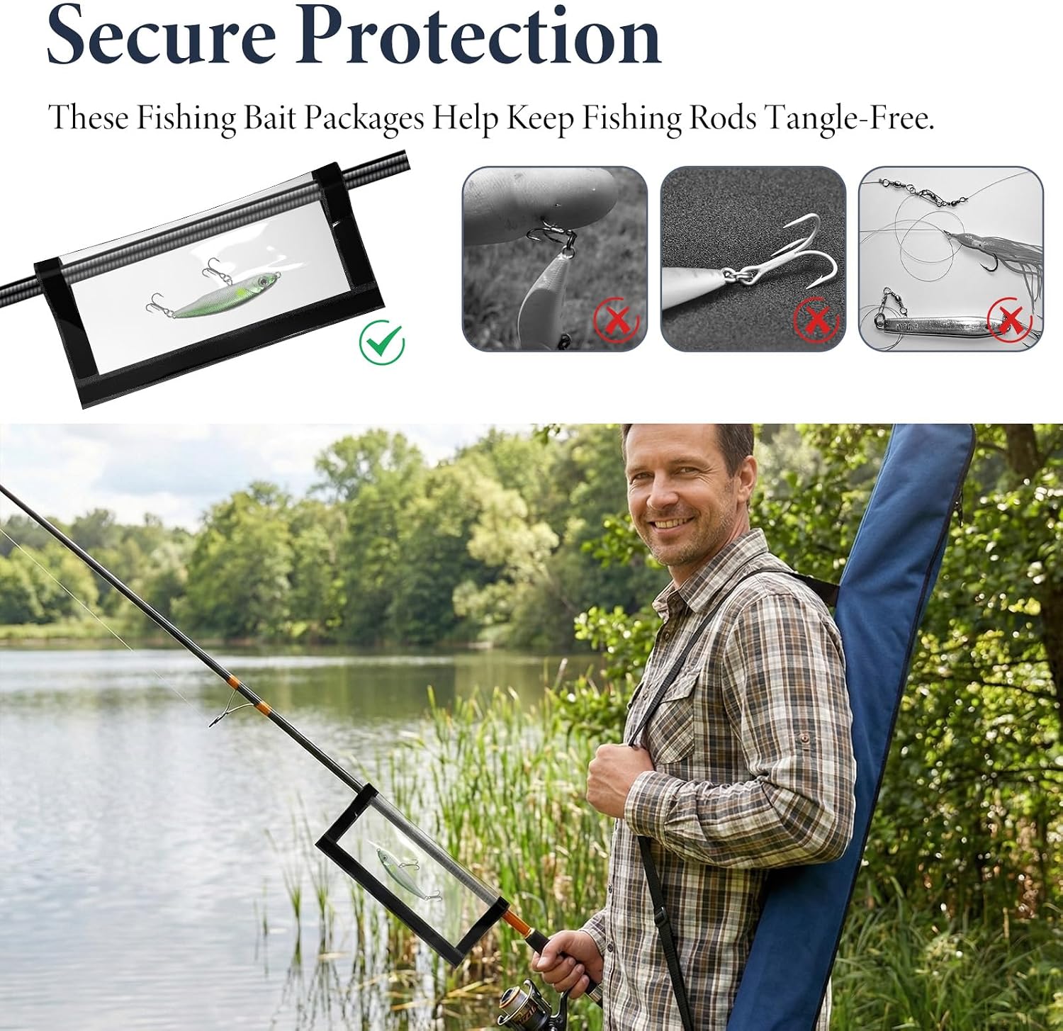 20 Pack Fishing Lure Wraps, Durable Clear PVC Fishing Lure Hook and Loop System Fishing Hook Covers for Keeping Lures Safe and Easily See Lures