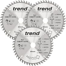 Trend Laminat & HPL Kreissägeblatts, 3er-Pack, 160mm Durchmesser, 20mm Bohrung, 48 Zähne, HW, 2,2mm Schnittbreite, +4° Haken, CSB/PT160/3PK