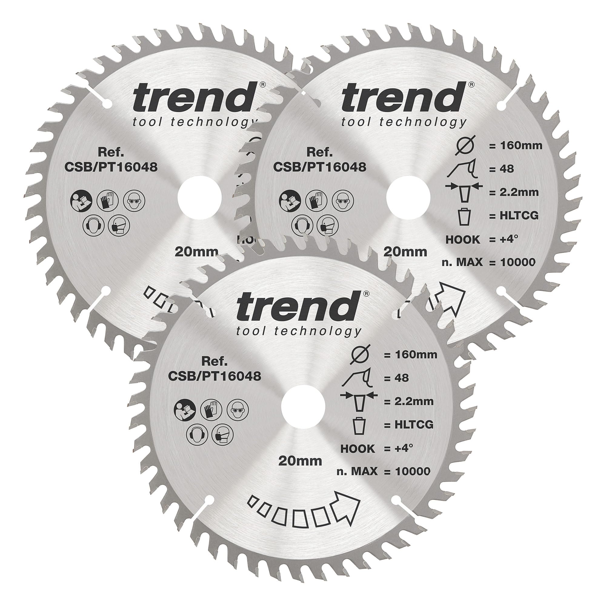 Trend Lames de scie pour laminé et HPL, 160 mm, 48 dents, lot de 3