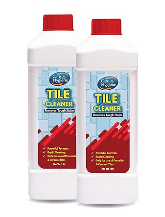 Care And Hygiene Tile Cleaner 1ltrs,Red, (Pack of 2), Removes Heavy Stains from Tiles and Ceramics