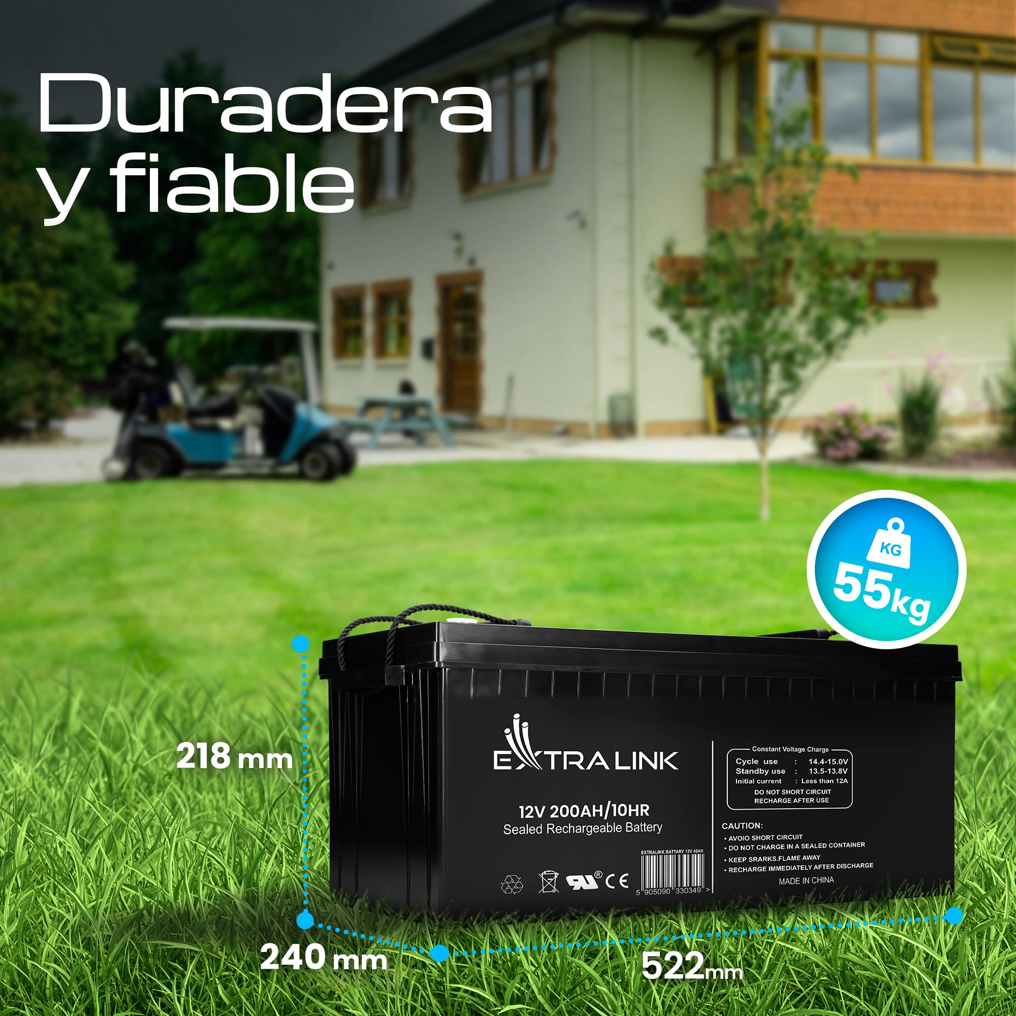 EXTRALINK Batería AGM 12V 200Ah - sin mantenimiento, sellada, de ciclo profundo - batería de larga duración para solar, autocaravanas, SAI, sistemas autónomos y batería coche
