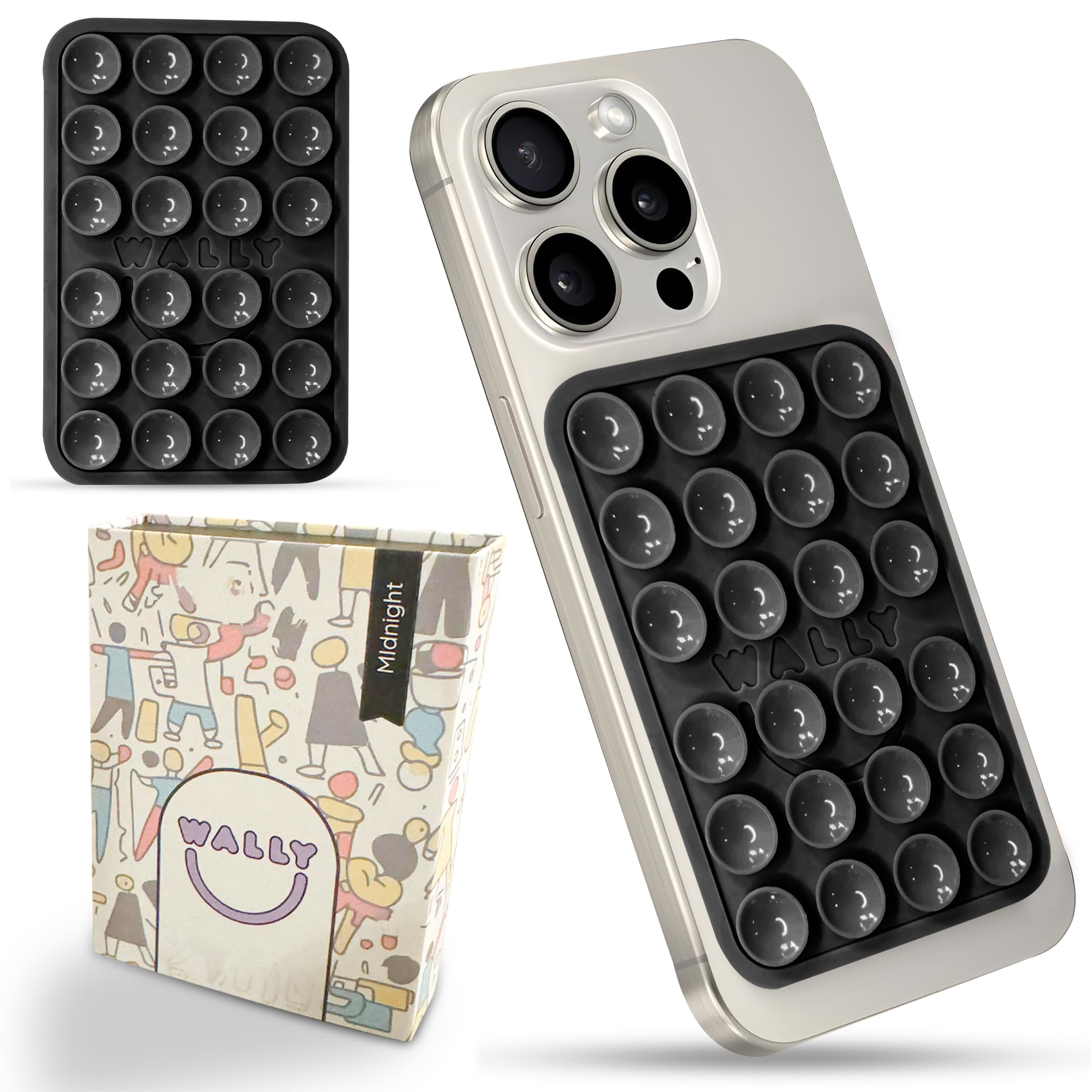 Wally Suction Phone Case Mount, Silicon Adhesive Phone Accessory for iPhone  and Android, Hands-Free Fidget Toy Mirror Shower Phone Holder, Tiktok  Videos and Selfies with Magnetic Gift Case (Midnight) : Amazon.sg:  Electronics