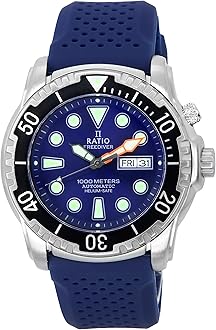 RATIOFreeDiver Helium-Safe Dive Watch Sapphire Crystal Automatic Diver Watch 1000M Water Resistant Diving Watch for Men